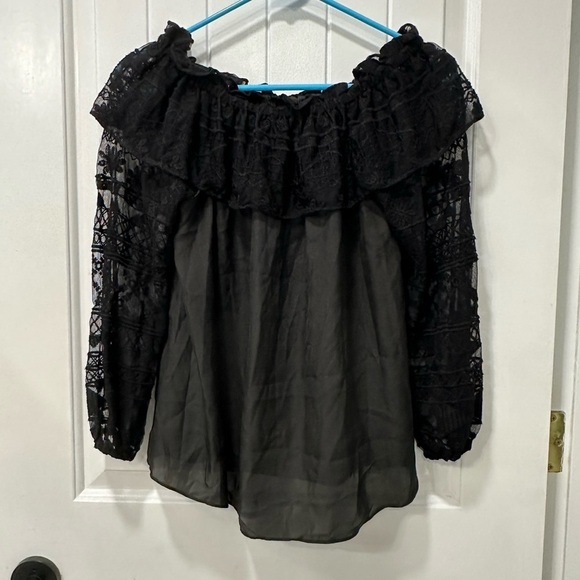 NWT Parker Off-the-shoulder Black Lace Top - Picture 4 of 6